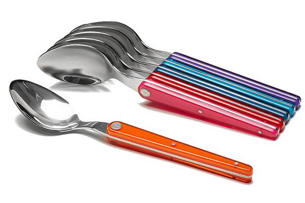 6-stainless steel table spoons- Laguiole Evolution Sens coloured flatware