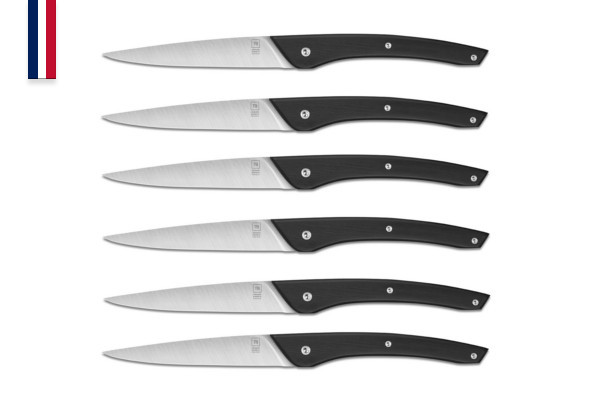 Set of 6 knives Auguste POM handle Black Caviar - Made In France