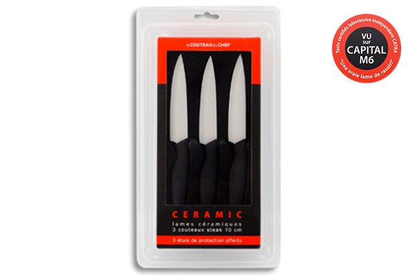 3-piece Le Couteau du Chef, steak knife – 10cm white blade ceramic