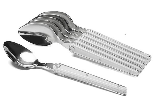 6-stainless steel spoon set- Laguiole Evolution Sens white flatware