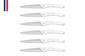 Set of 6 knives Auguste black blade 10.5 cm handle White - Made In France