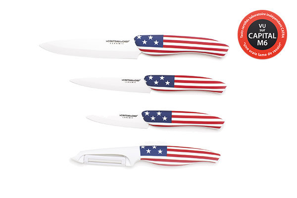 4-Kitchen knife set Flag/Pays – Ceramic blade