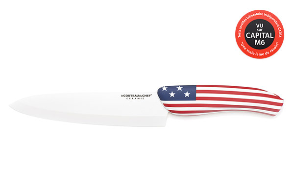 Chef knife Flag/Pays – 15cm white ceramic blade