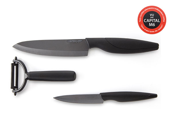 3-Kitchen knife set – Black ceramic blade