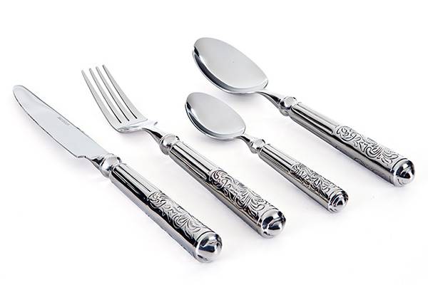 Stainless steel flatware set baroque style – 16-piece forged steel cutlery set