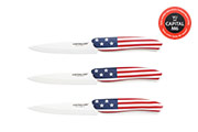 3-Steak knife set Flag/Pays – 10cm white ceramic blade
