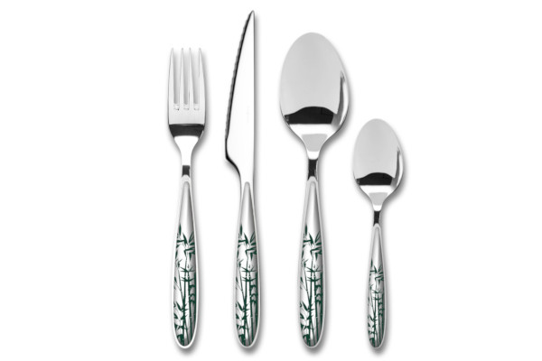 Inédit 16-piece cutlery set - Green Bamboo Handle