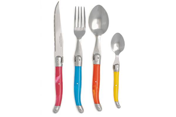 Multicoloured Laguiole Production cutlery set– 24-stainless steel flatware
