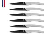 Set of 6 knives Auguste black blade 10.5 cm handle Gray - Made In France
